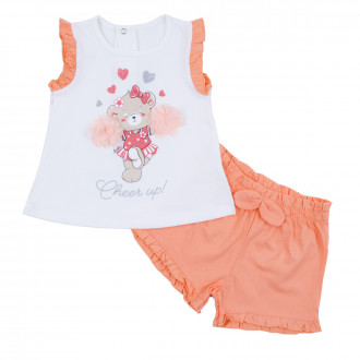 Летен комплект "Cheep up" в бяло и оранжево