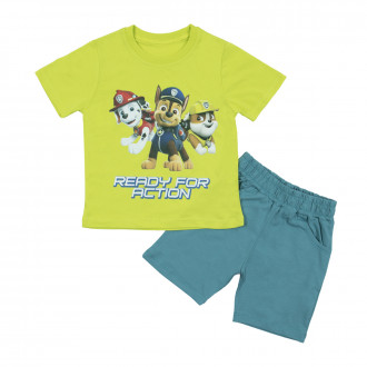 Летен комплект с анимационен герой "Action" в цвят лайм
