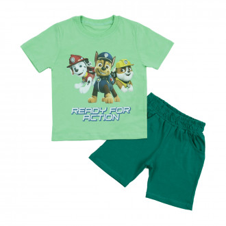 Летен комплект с анимационен герой "Action" в зелено