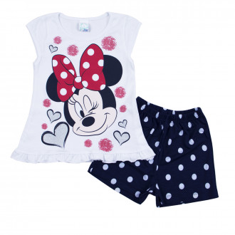 Лятна пижама с анимационен герой в бяло и тъмносиньо