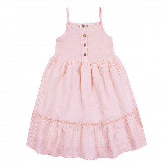 Лятна рокля с тънки презрамки в розово