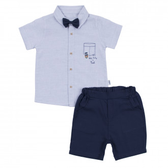 Официален  летен конплект в синьо и бяло райе