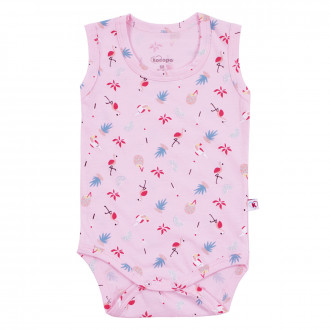 Памучно боди-потник с фламинго