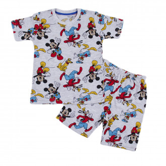 Пижама с анимационни герой в сив меланж с фотопринт