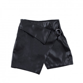 Пола-панталон от екокожа в черно