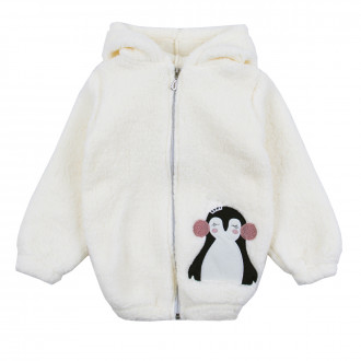 Пухен суичер в цвят екрю