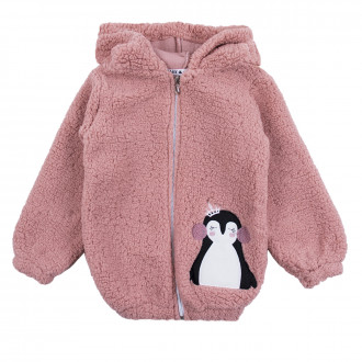 Пухен суичер в опушено розово