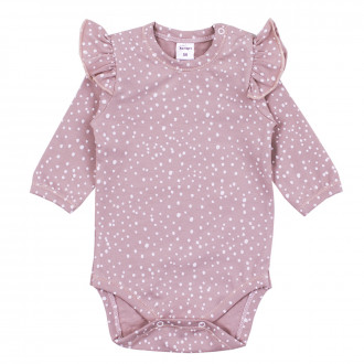 Бебешко памучно боди в опушено розово