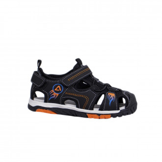Детски анатомични сандали в черно и оранжево