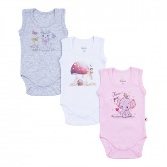 Три боди-потника от памучен рипс за момичета