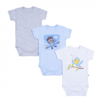 Три бодита с къс ръкав от памучен рипс