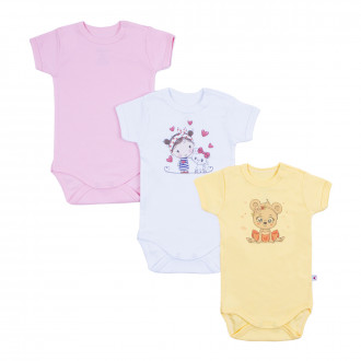 Три бодита с къс ръкав от рипс за момичета