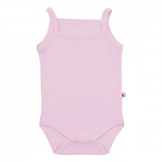 Детско памучно боди с тънки презрамки в розово