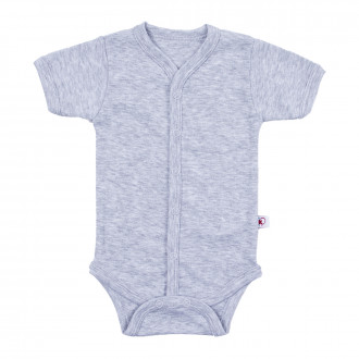 Боди от памучен рипс с къс ръкав в сиво