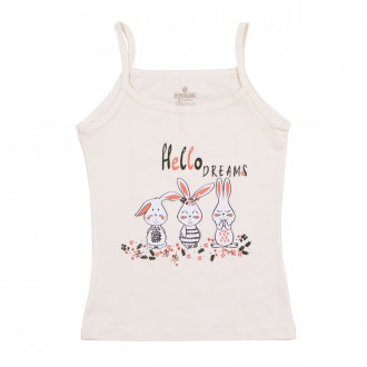 Потник с тънки презрамки "Hello dreams" в цвят крем