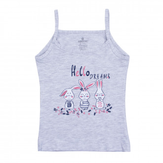 Потник с тънки презрамки "Hello dreams" в сив меланж