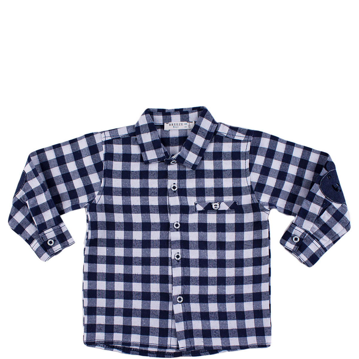 Риза за момчета в тъмносиньо каре (6 мес. - 3 год.)
