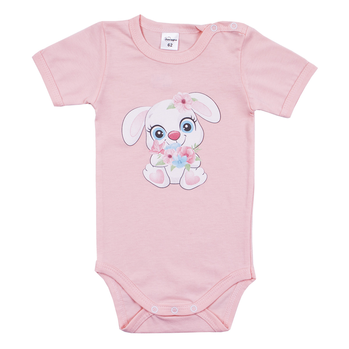 Боди с къс ръкав "Sweet bunny" в цвят пудра