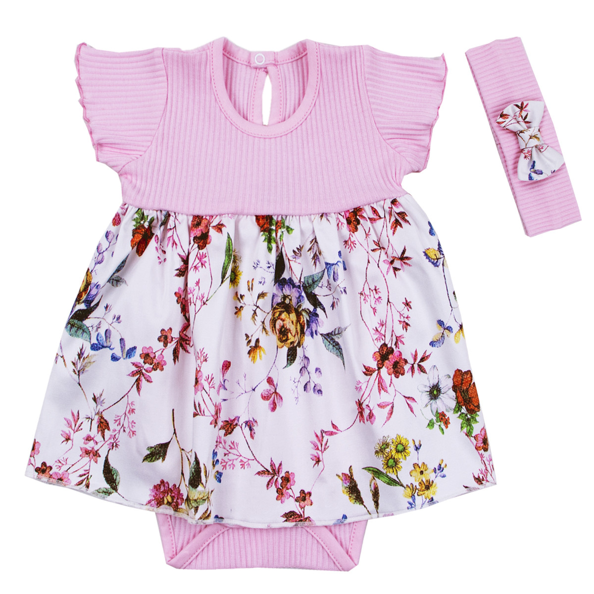 Боди - рокля с лента за глава "Цветно лято"