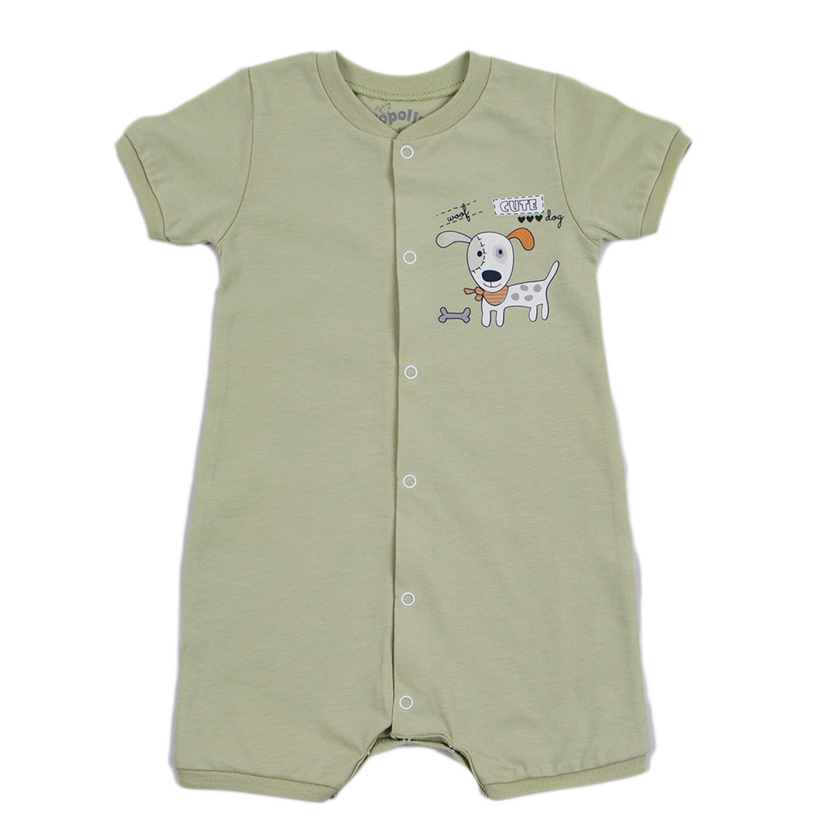 Бебешки летен гащеризон за момчета "Dog" в зелено