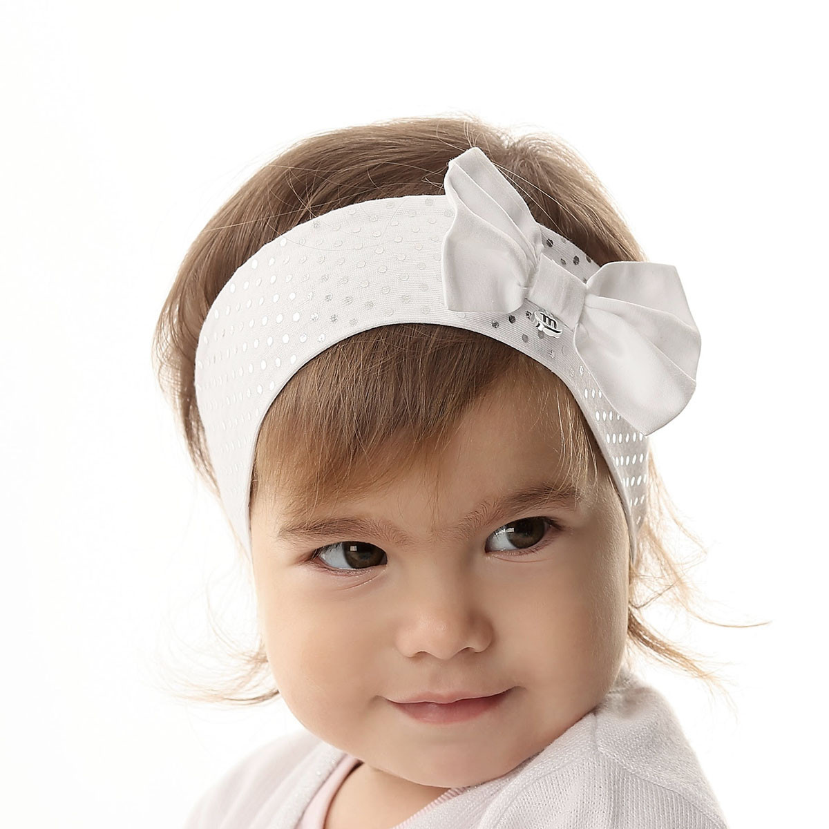 Детска лента за глава в бяло