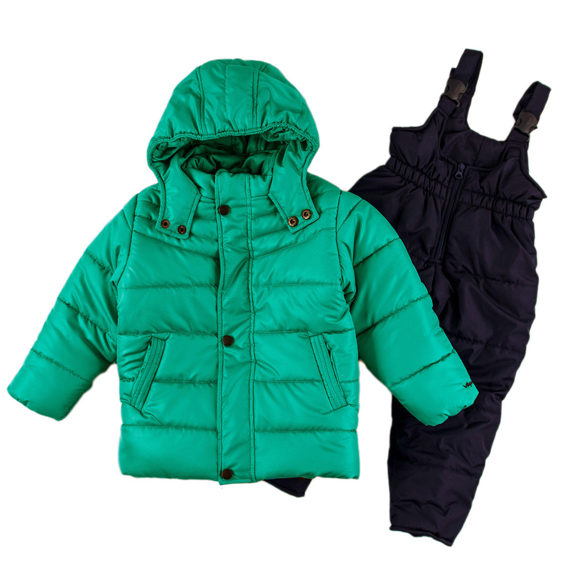 Детско зимно яке и гащеризон в зелено и синьо