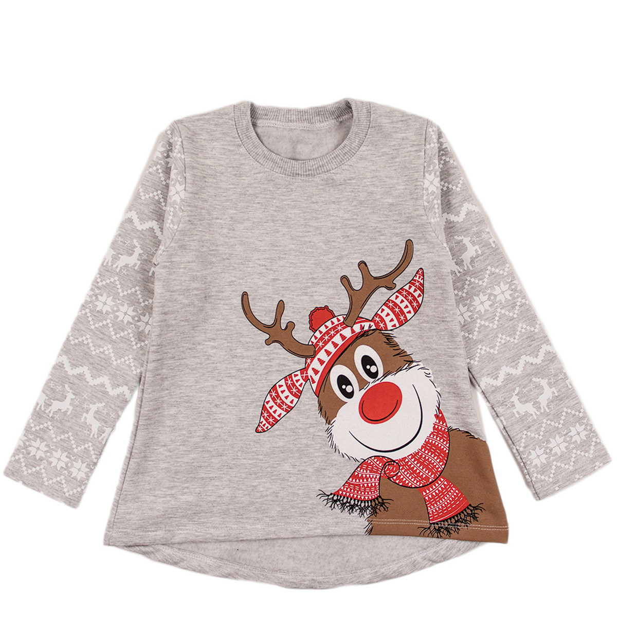 Коледна ватирана туника "Еленче" в сив меланж