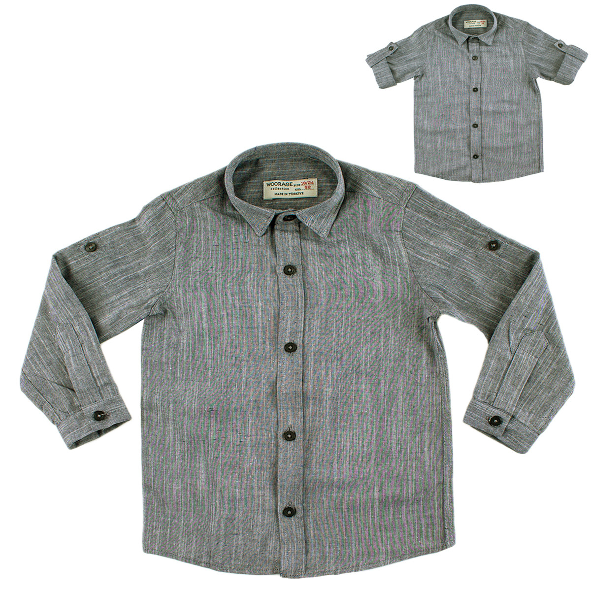 Детска риза в меланжиран графит за момчета