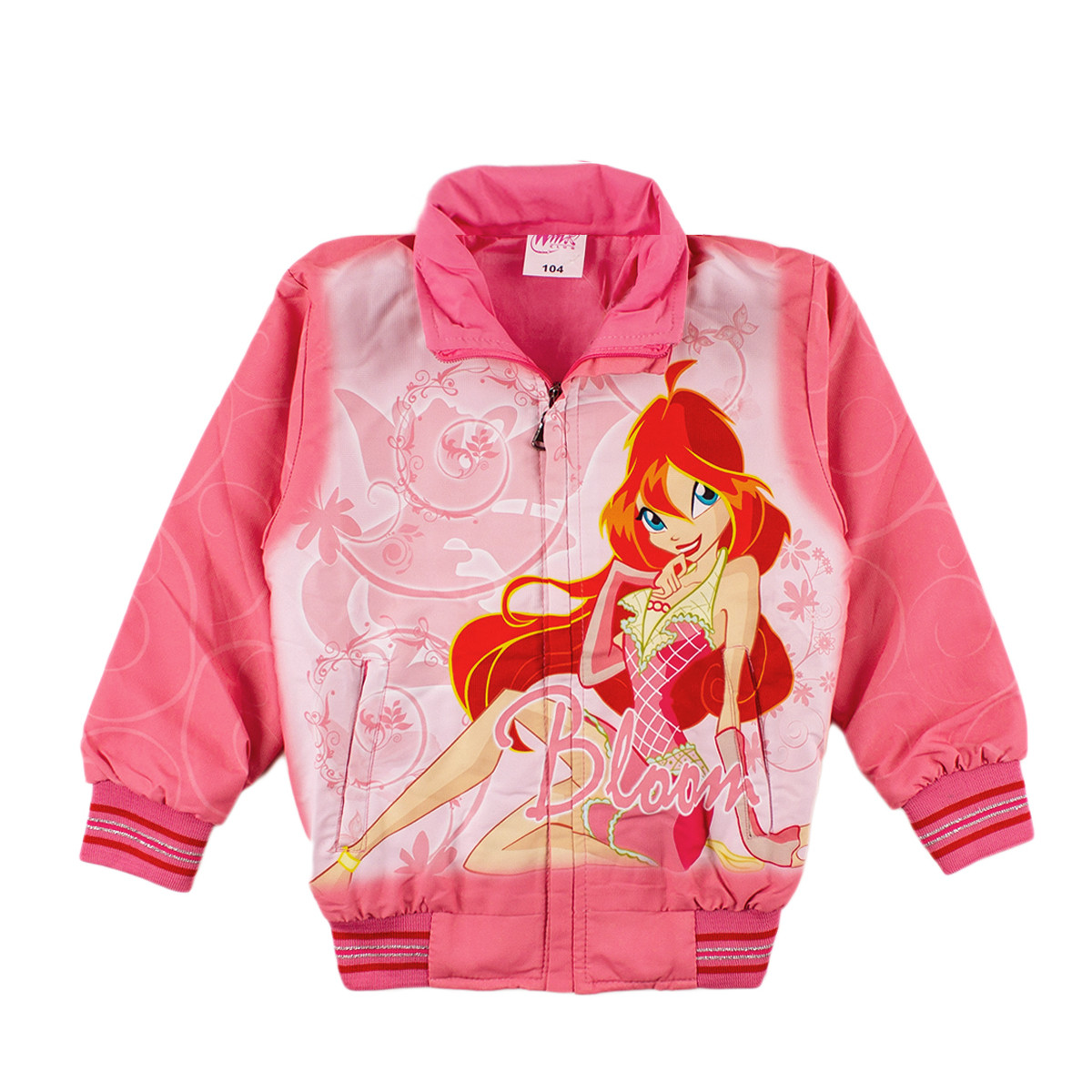 Тънко шушляково яке за момичета в цвят руж