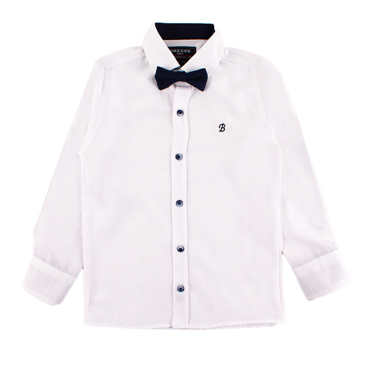Детска риза с папийонка в бял цвят за момчета
