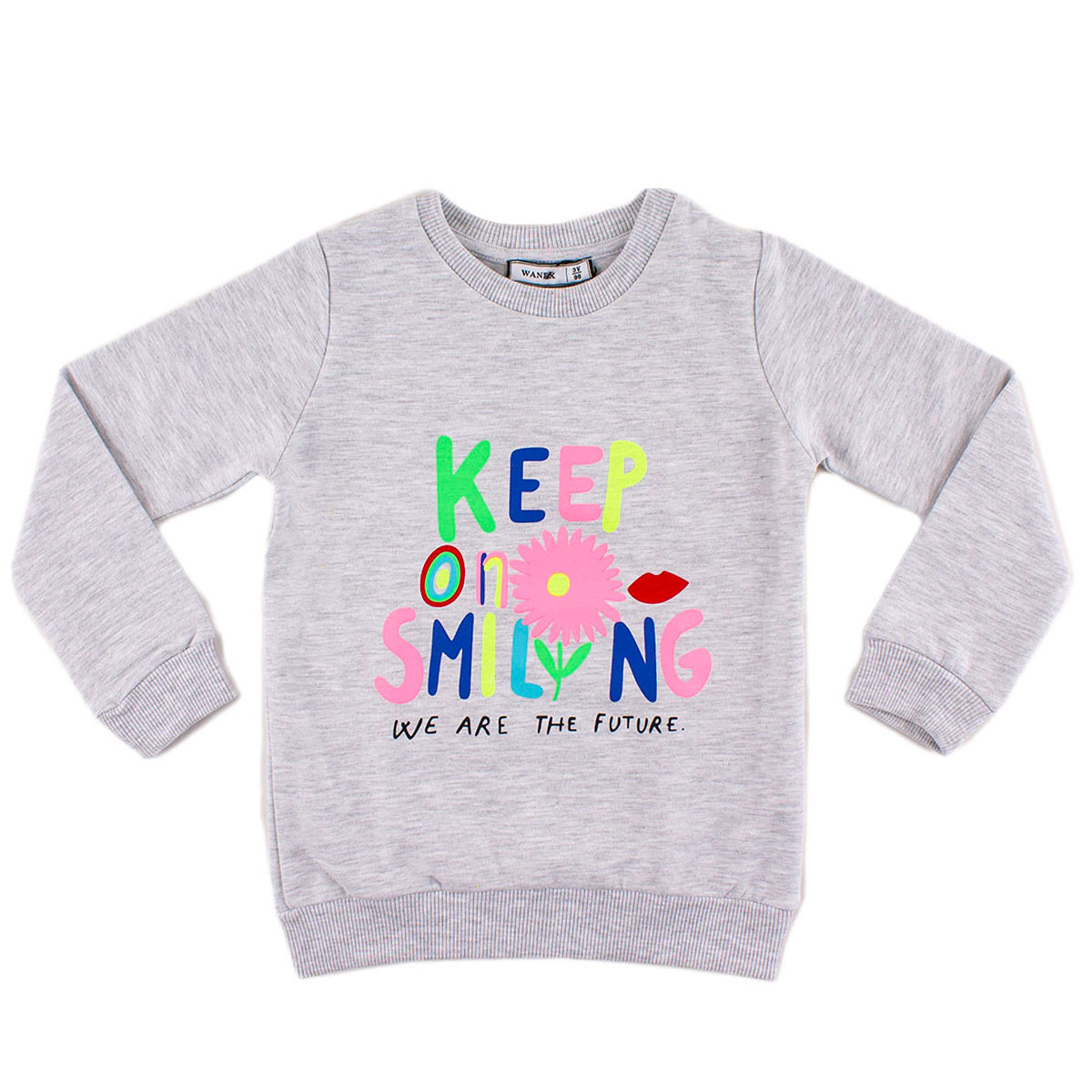 Ватирана блуза в светлосив меланж за момичета