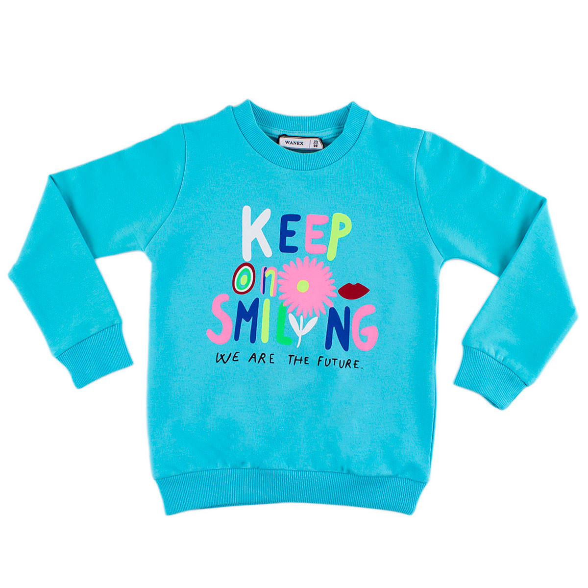 Ватирана блуза в тюркоаз за момичета