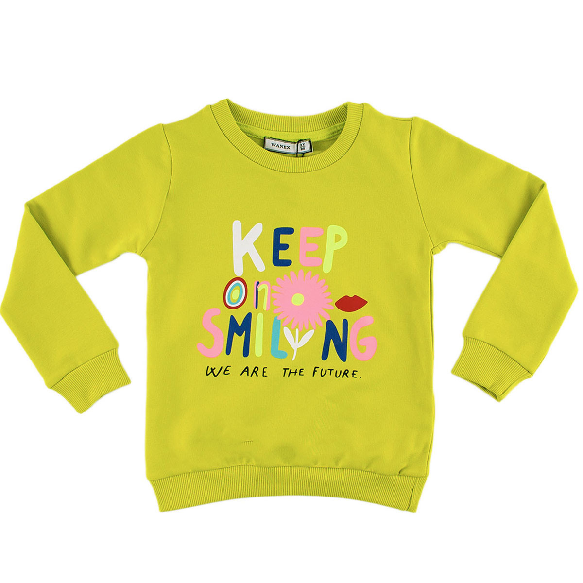 Ватирана блуза в цвят лайм за момичета