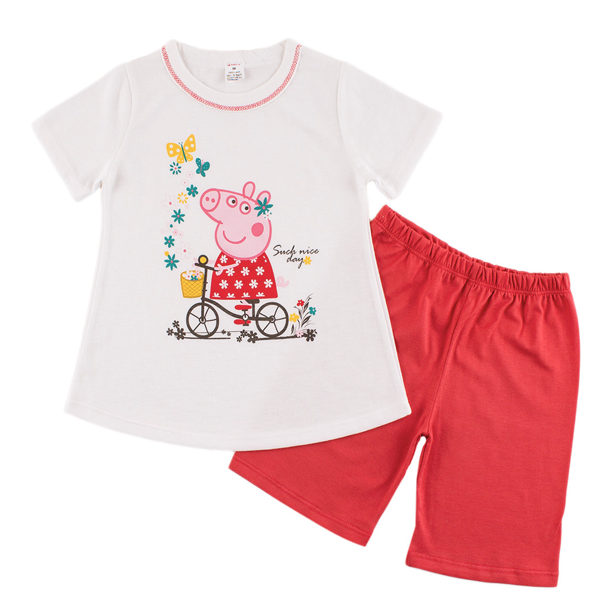 Детска лятна пижама за момичета в бяло и диня