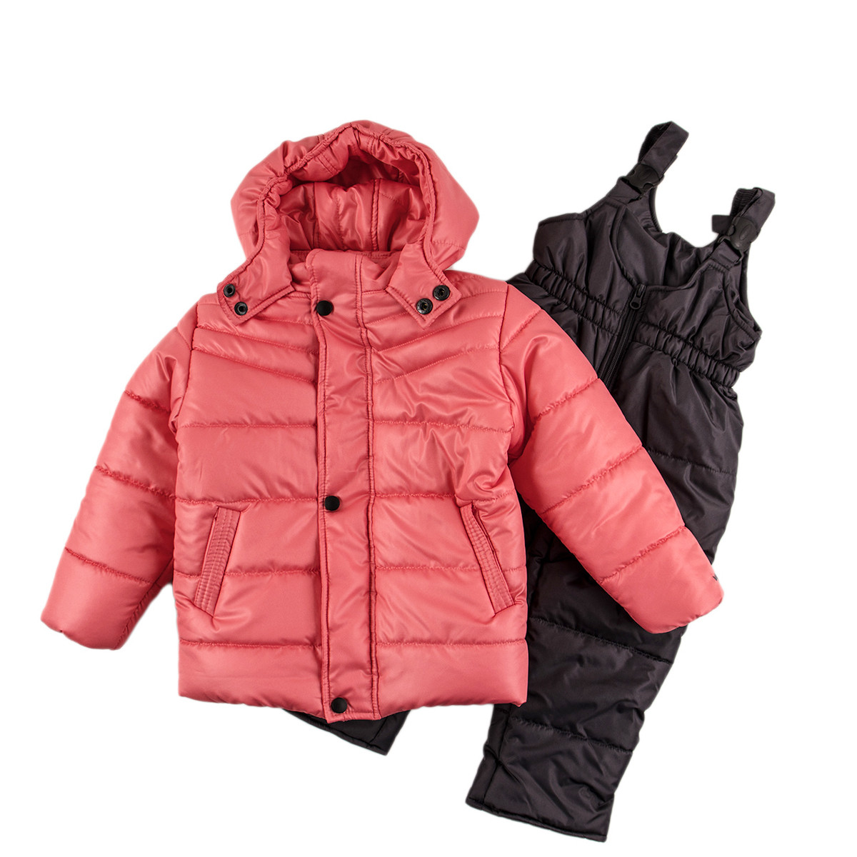Детско зимно яке и гащеризон в цвят руж и графит