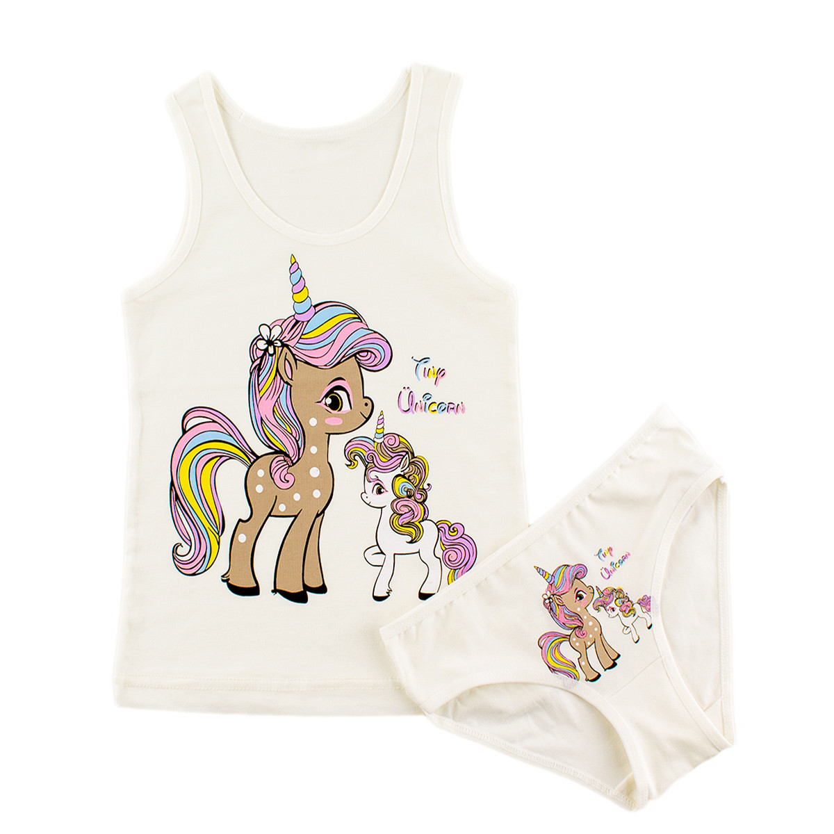 Комплект бельо за момичета в екрю (1 - 10 год.)