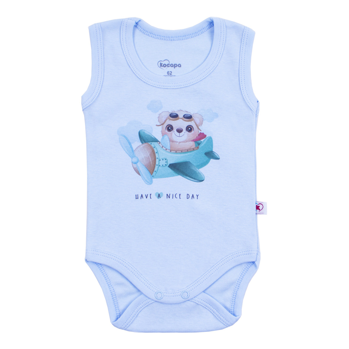 Боди-потник от памучен рипс "Малкият летец"