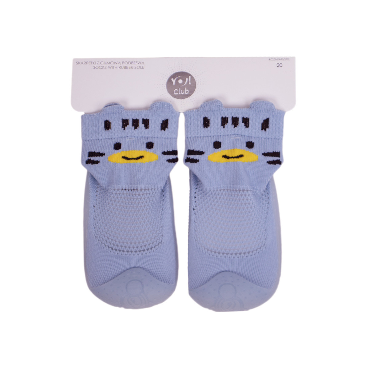 Бебешки чорапки със силиконова подметка в синьо