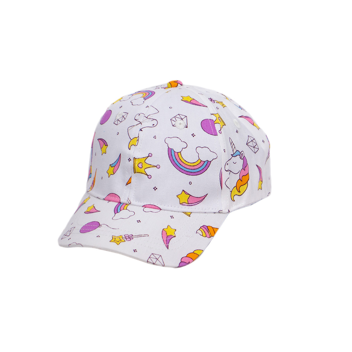 Детска лятна шапка с принтиран десен в бяло