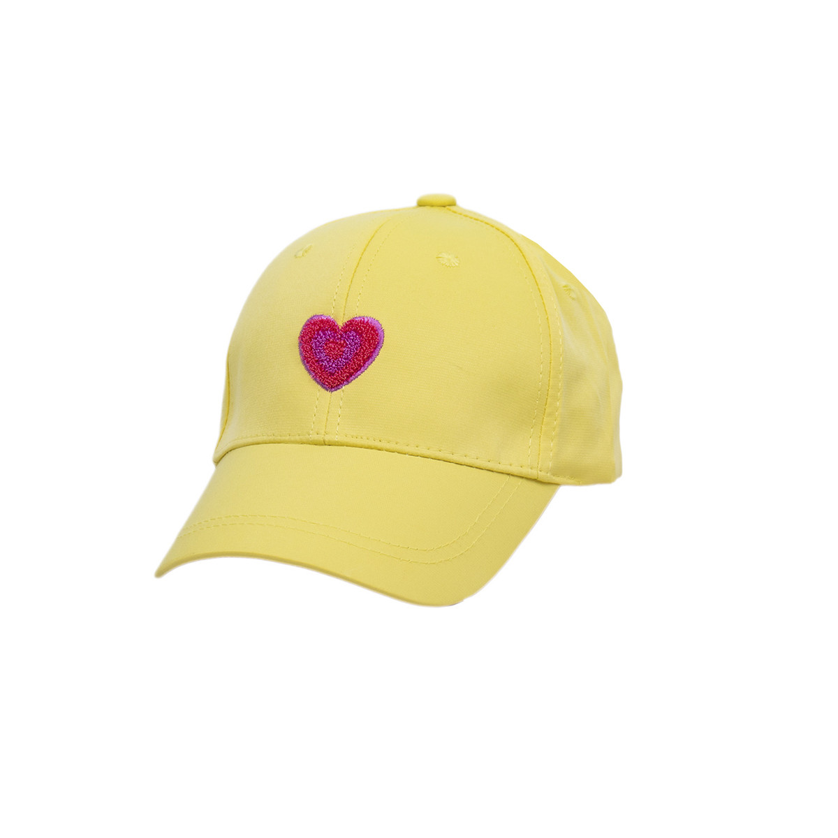 Детска лятна шапка със сърце в жълто