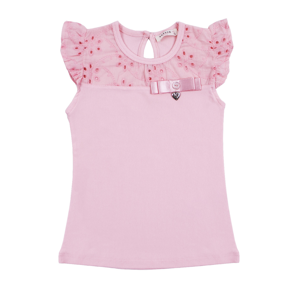 Лятна блузка с къдрички и бродерия в розово