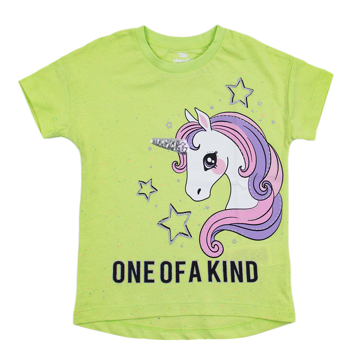 Детска тениска с пайети в зелено