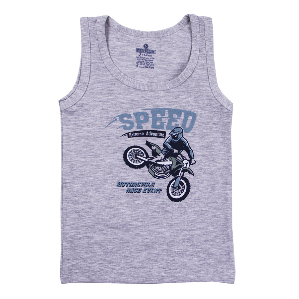 Детски потник "Dirt race" в сив меланж