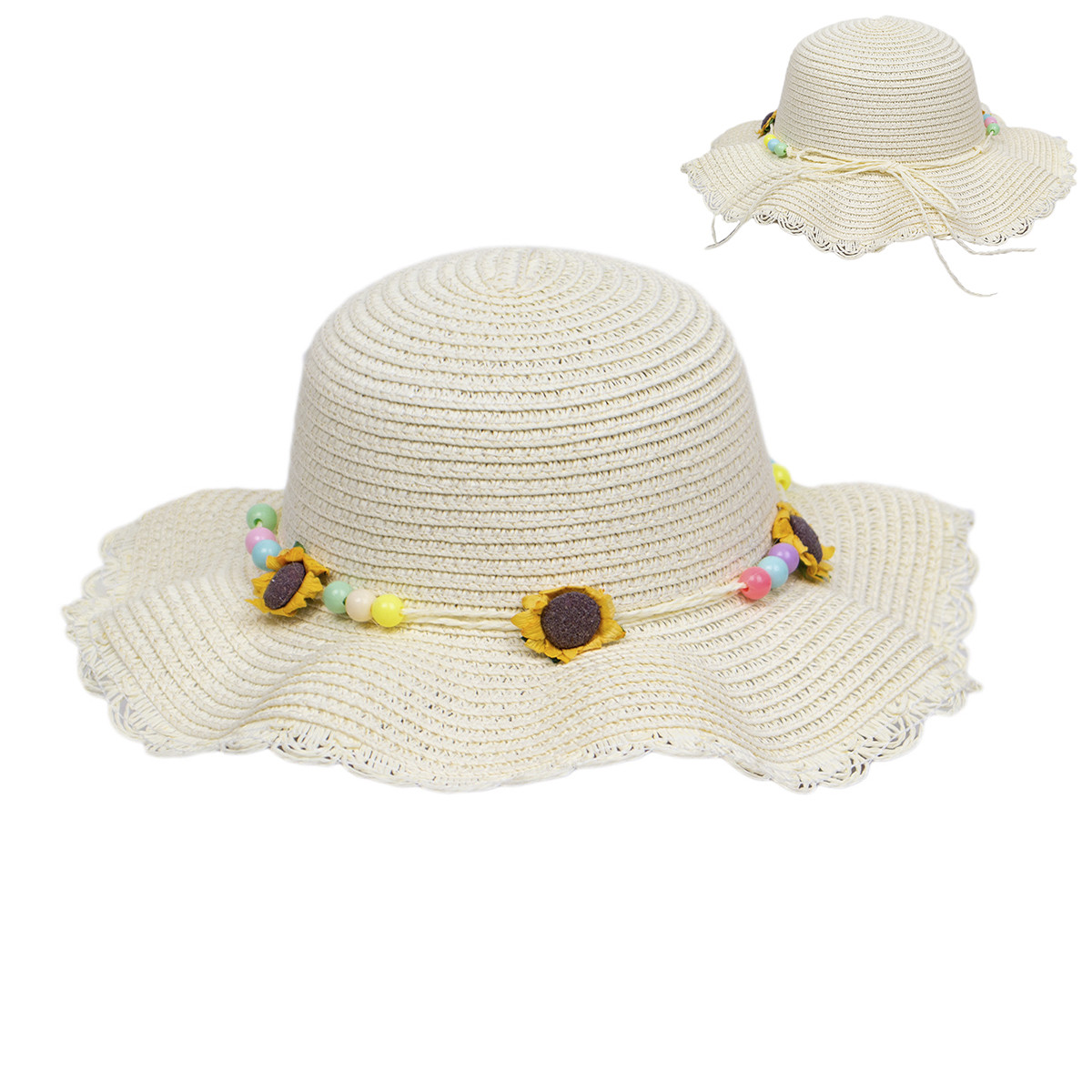 Детска лятна капела "Sunflower" в цвят крем