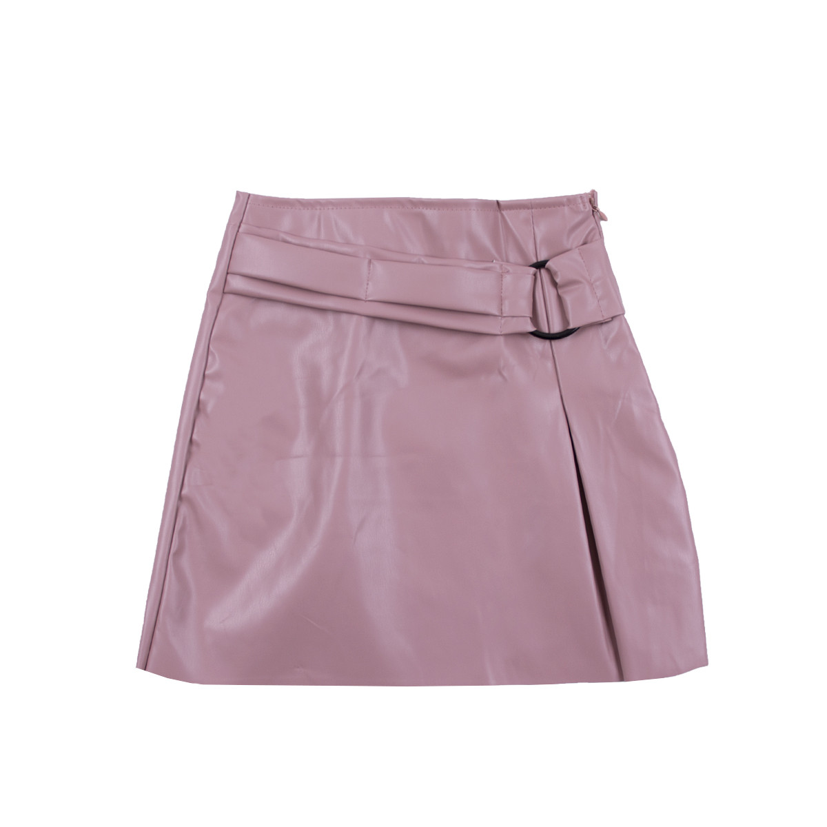 Детска пола от екокожа в бледо розово