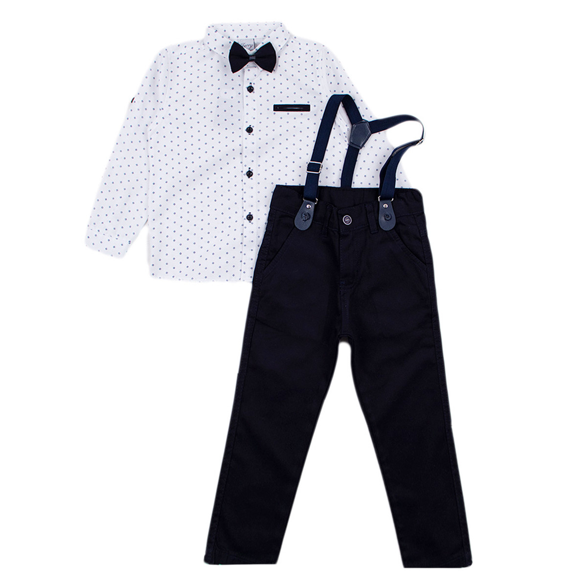 Официален комплект с тиранти в бяло