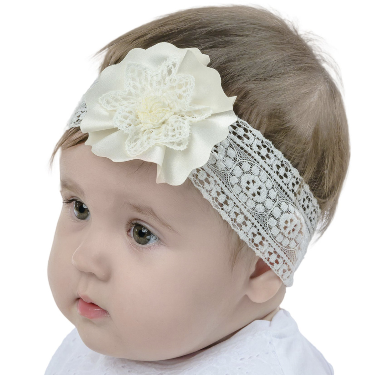 Детска лента за глава в цвят екрю