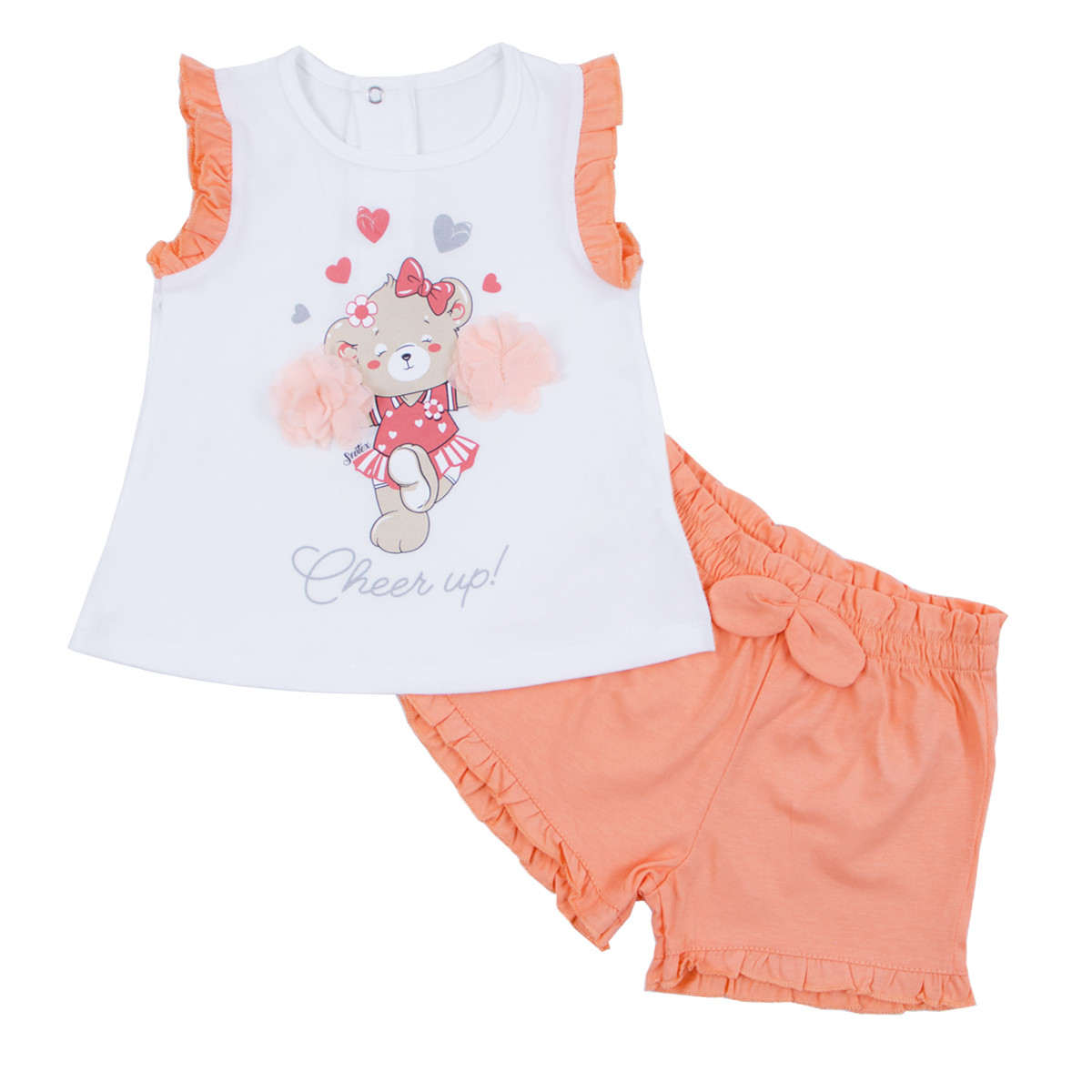 Летен комплект "Cheep up" в бяло и оранжево