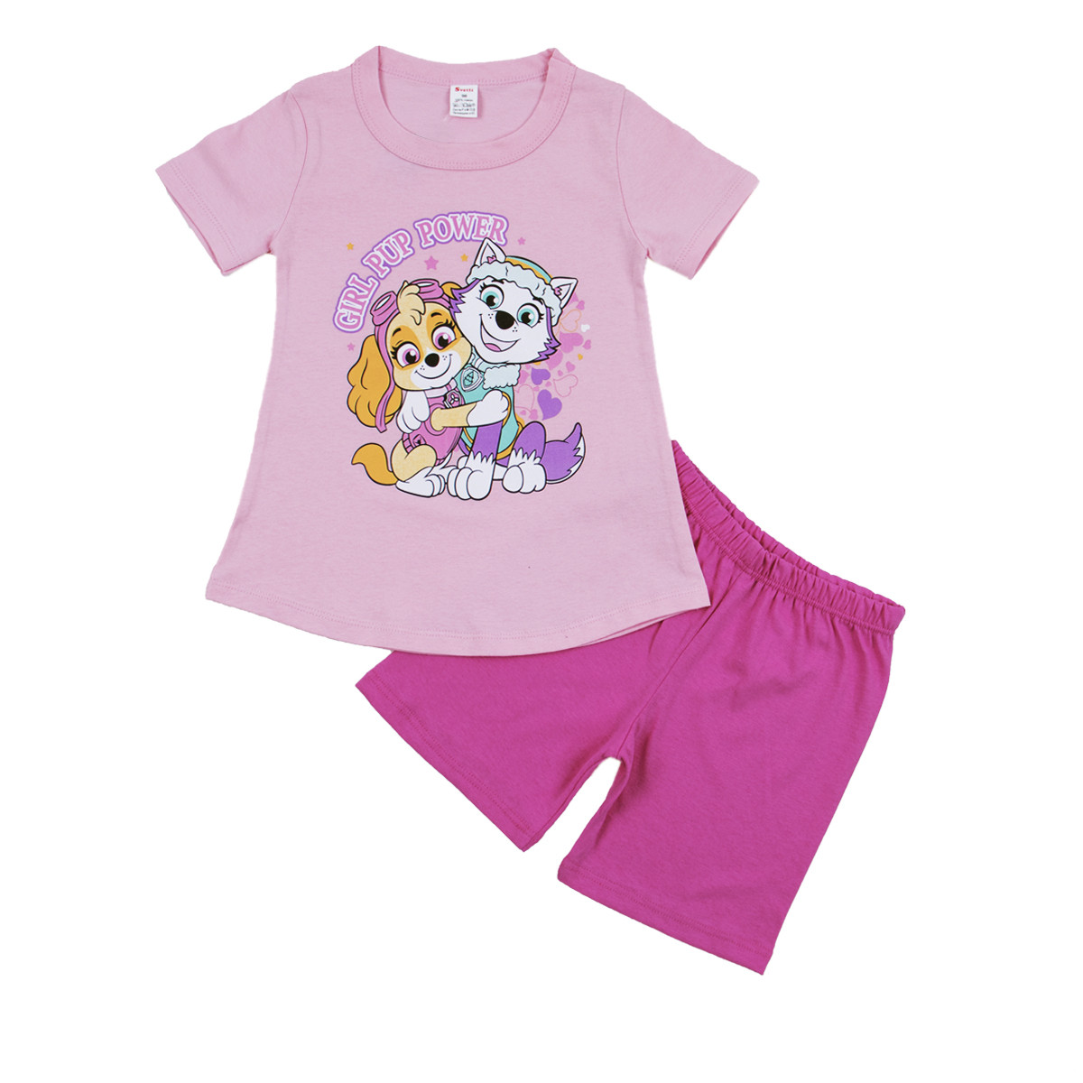 Детска лятна пижама с кученца в розово