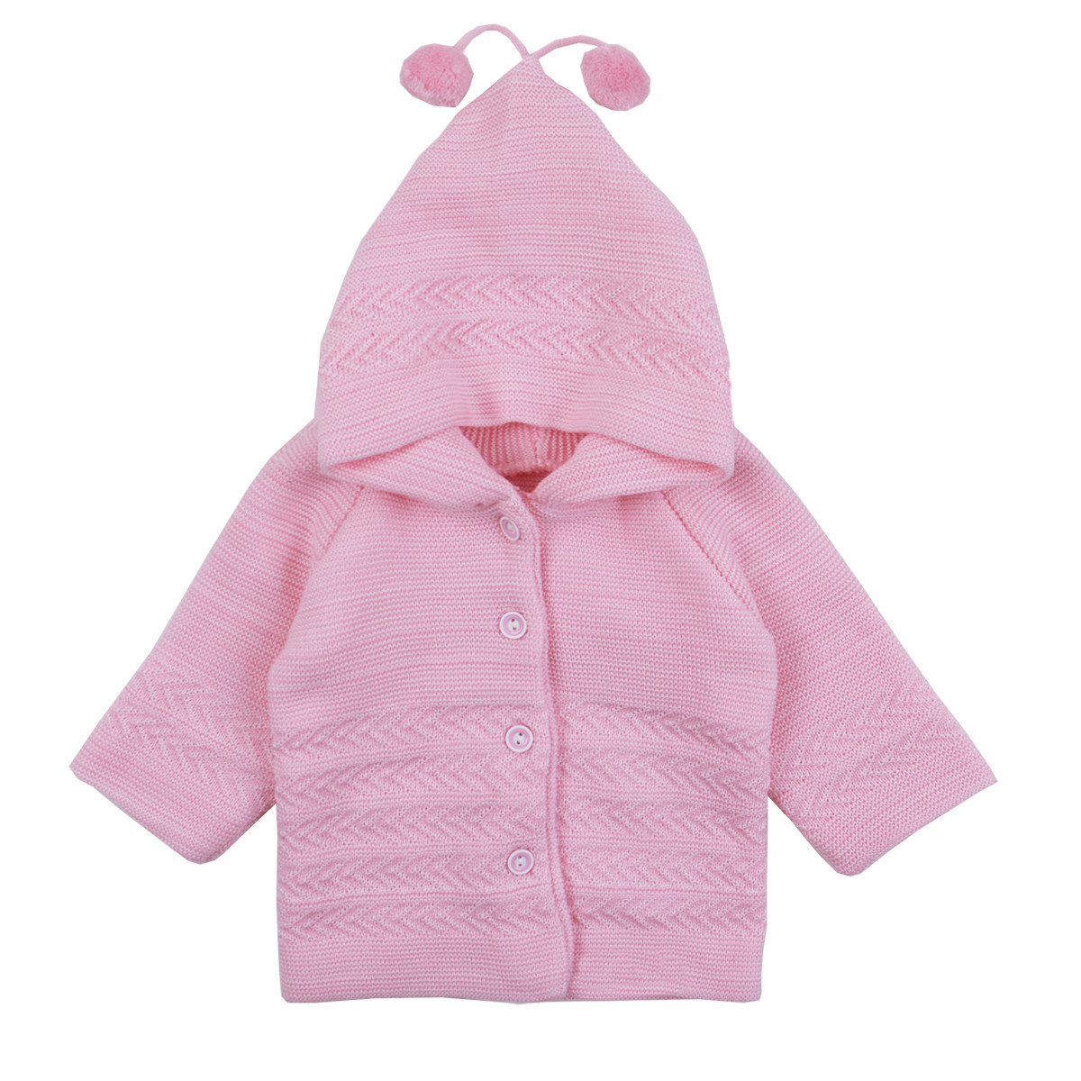 Жилетка с качулка от плетиво в розово